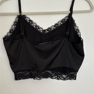 Black Lace Bralette Crop Top | Y2K Lingerie-Style Top | M